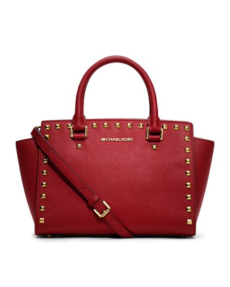 michael kors medium selma studded red|Michael Kors selma studded.